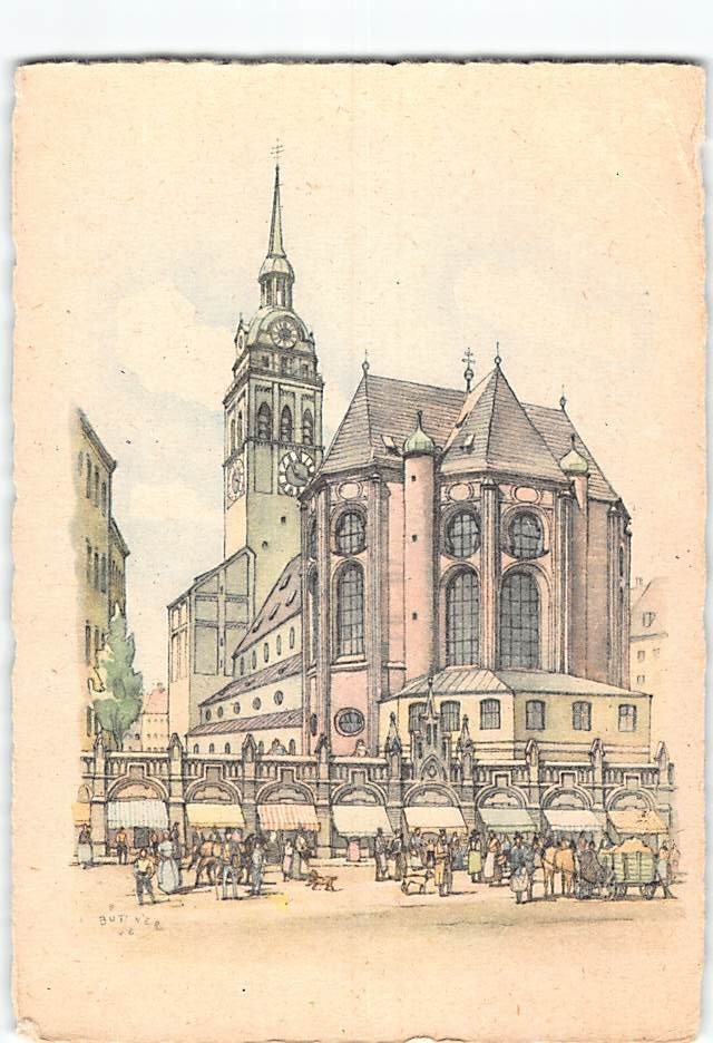 Postcard St. Peter's Church Munich Germany