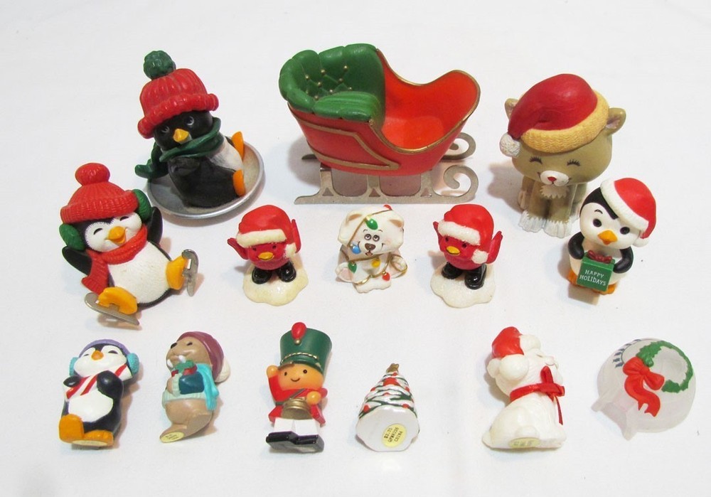 Hallmark Merry Miniature Lot Of 14 Christmas Figures Figurines Vintage Holiday