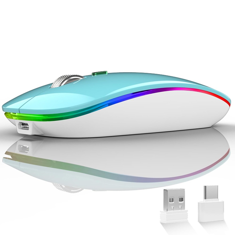 LED Wireless Silent Mouse, G12 Slim Rechargeable, 2.4G Portable USB Optical