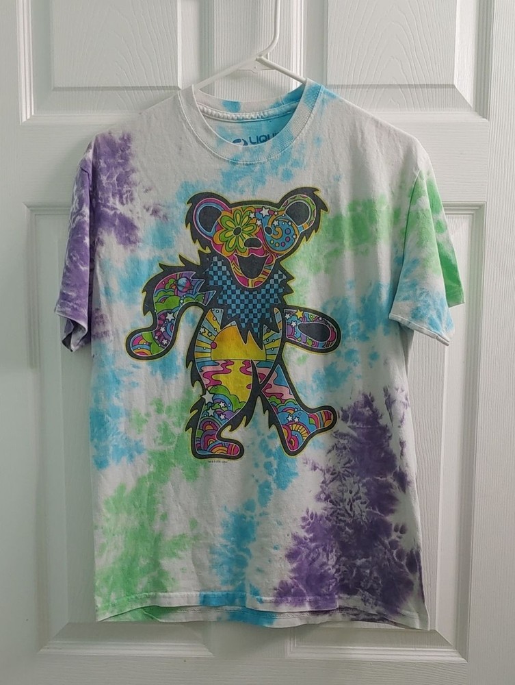 Liquid Blue T Shirt Grateful Dead Bear Tie Dye Tee Unisex Size M
