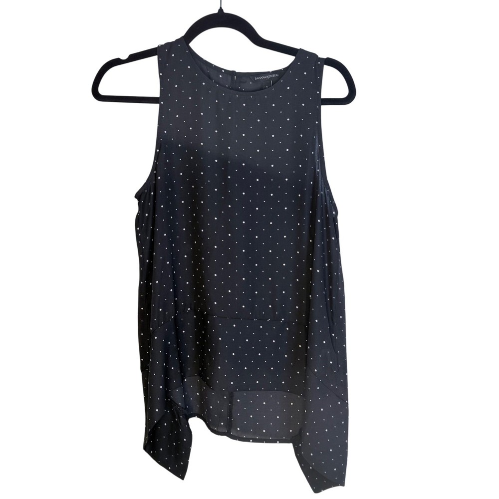 Banana Republic Sleeveless Black Polka Dot Blouse Top - Women's Small