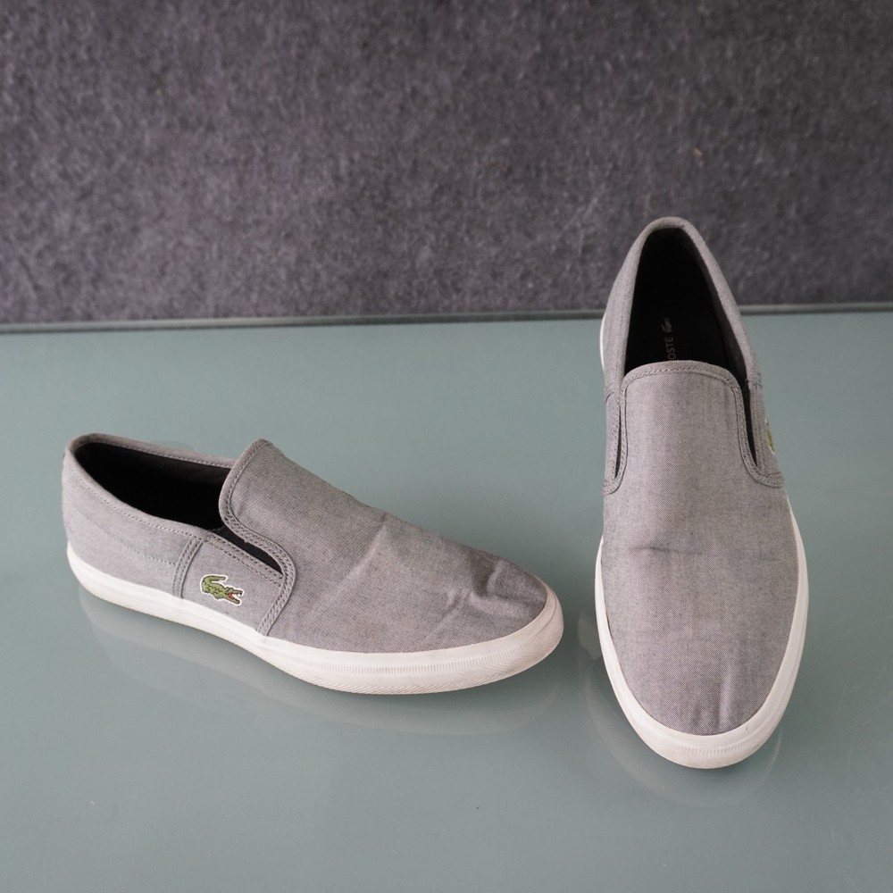 Lacoste Gazon Sport 216 1 Mens 9 M Gray Canvas Slip On Sneakers Shoes Chambray