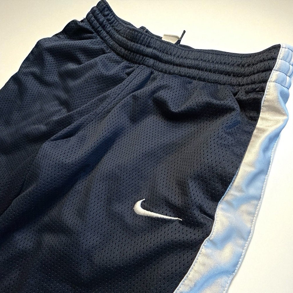 Men’s Nike Basketball Pants Small Y2K Vintage Navy Mesh Warm-Up Bungee Hem