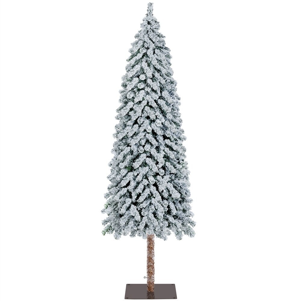 Yaheetech 6ft Snow Flocked Pre-Lit Artificial Christmas Tree with Warm White LED Lights