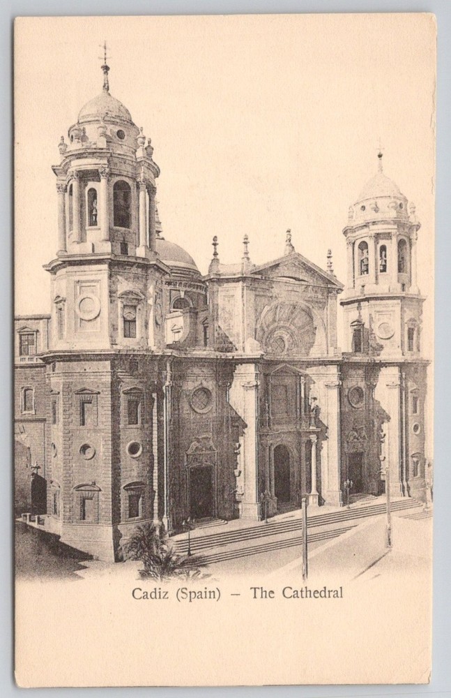 Cadiz Spain The Cathedral Early 1900s Sepia Postcard Unposted Vintage