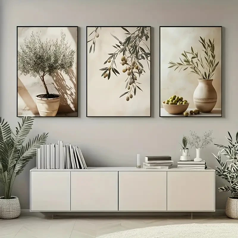 3pcs Vintage Olive Tree Print Design Wall Art Poster Prints Wall Decor