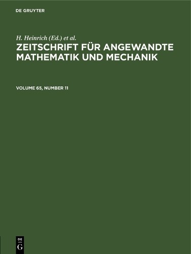 H. Heinrich Zeitschrift für Angewandte Mathematik und Mechanik. Volum (Hardback)Another great item from Rarewaves USA | Free delivery!