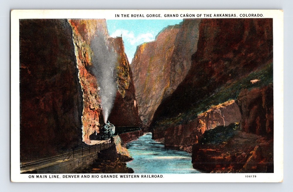 Postcard Colorado Royal Gorge CO Railroad Train Denver Rio Grande 1930s Unposted