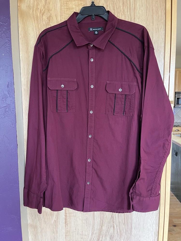 inc international concepts Pearl Snap Western Shirt Mens 2xl Maroon W Black