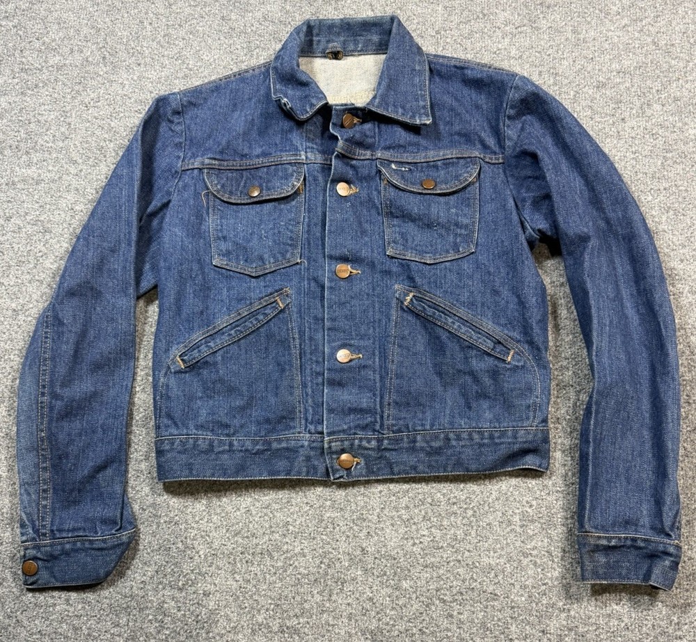 Vintage 70s  Maverick Blue Denim Trucker Jacket USA Men's 40 Sz Small