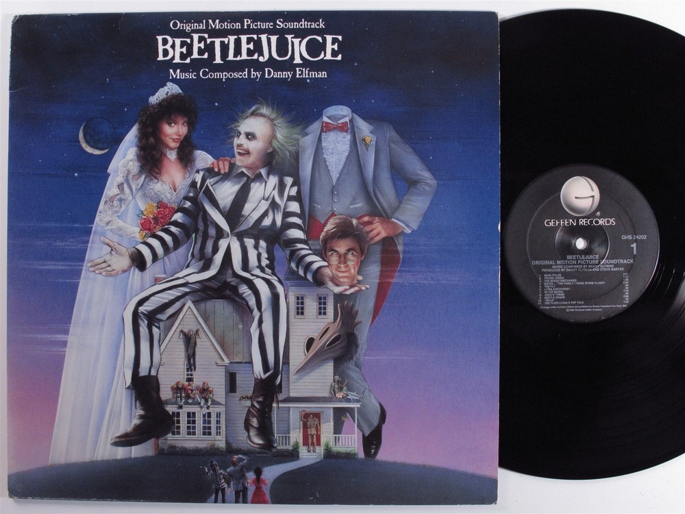 BEETLEJUICE OST Danny Elfman GEFFEN LP VG++ with merch insert c