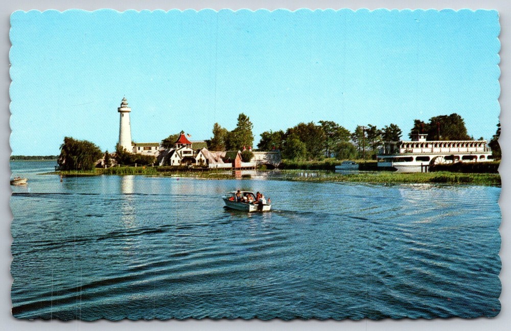 Michigan~Hazensisle Lighthouse @ North Shore Of Houghton Lake~Vintage Postcard