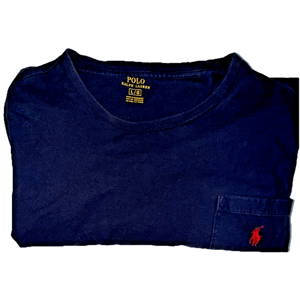 Polo Ralph Lauren Navy Solid Pocket Logo T-Shirt Men’s L Crew Neck Short Sleeve