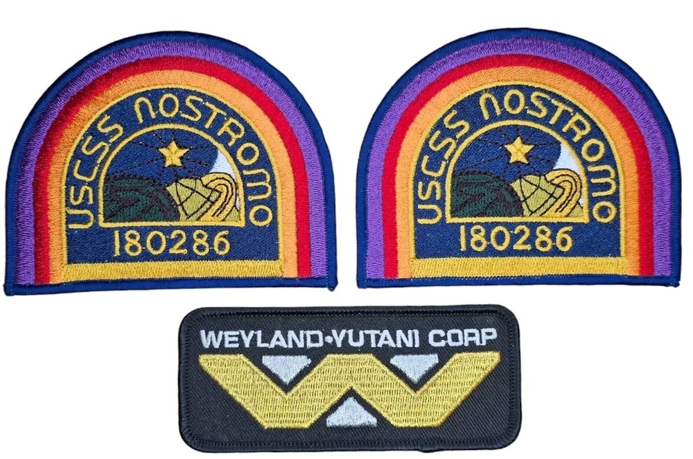 USCSS NOSTROMO WEYLAND YUTANI CORP 3 PC SET ALIEN MOVIE COLLECTOR PATCH COSPLAY