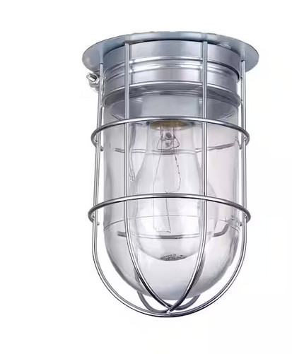 Outdoor Ceiling Light Caged Industrial Metal Flush Mount Lamp Lighting Fixture