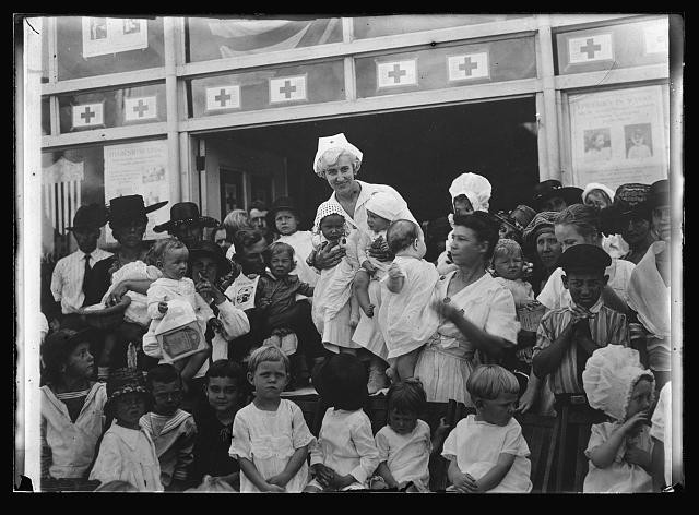 Photo:De Ridder Louisiana 1921 Baby Week Children Nurses Crowd Red Cross