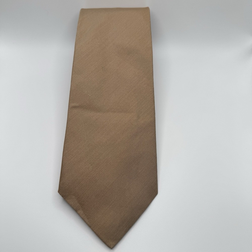 Lands’ End Brown / Tan Solid Classic Silk Handmade Tie 3.75” x 58”