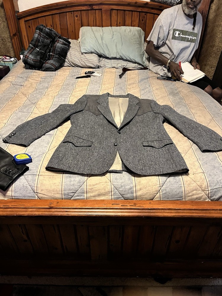 Vintage Men’s Gray Tweed Wall Western Style Blazer By Lammeles  XL