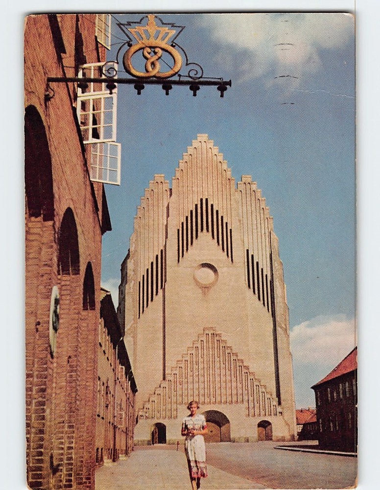 Postcard Grundtvig's Church Copenhagen Denmark