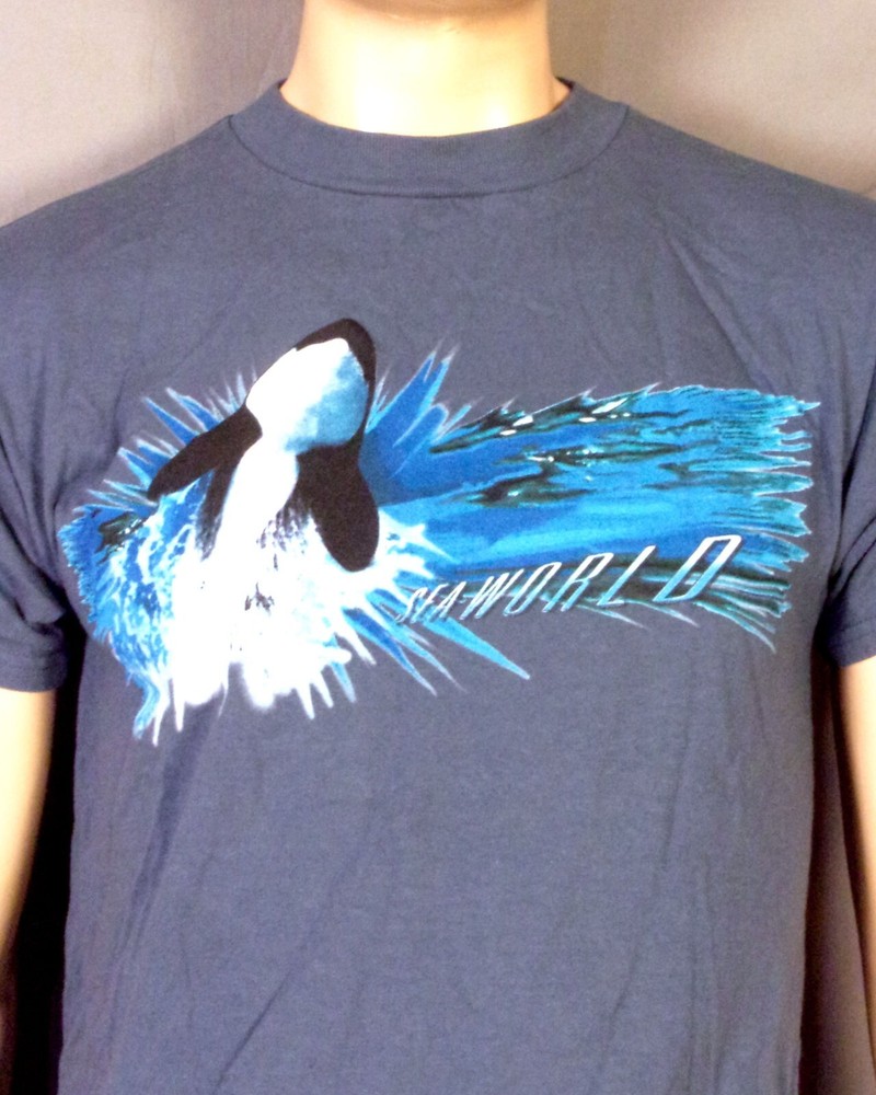 vintage 90s 00s Y2K Tultex Sea World T-Shirt Killer Whale Shamu Nature Animal M