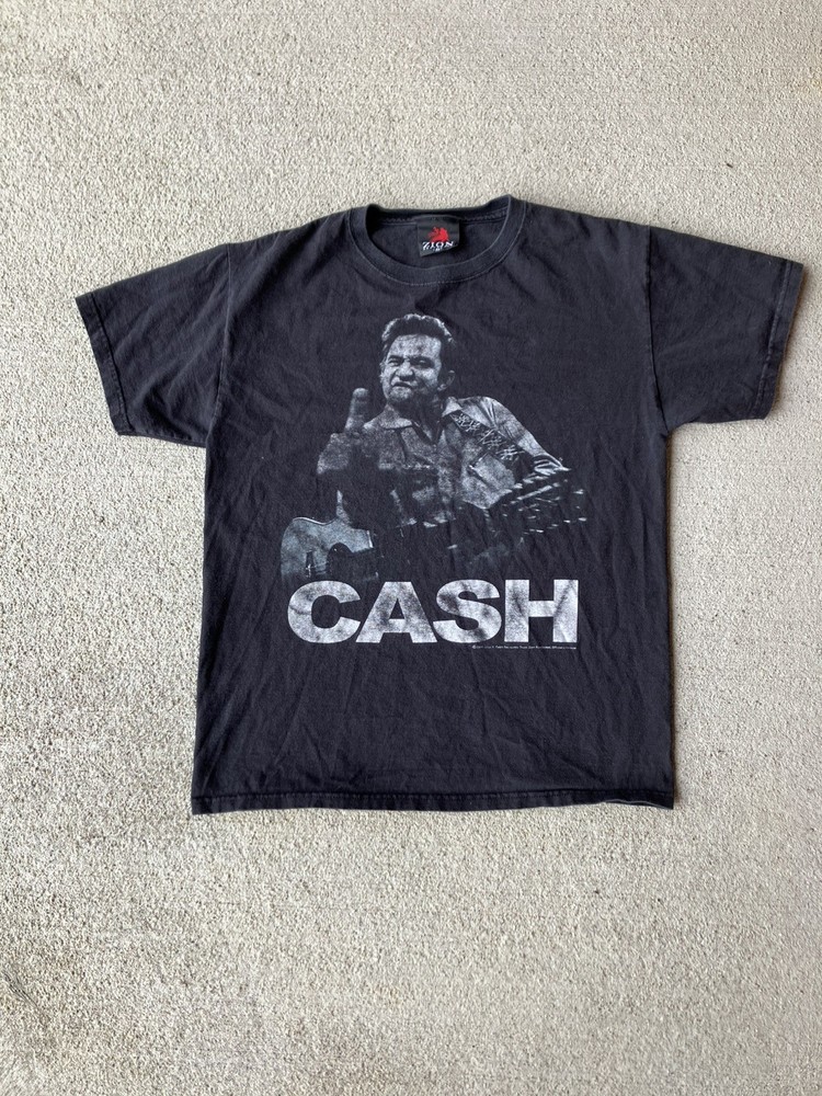 Johnny Cash Zion Rootswear 2009 Middle Finger Graphic T‑Shirt Medium Black
