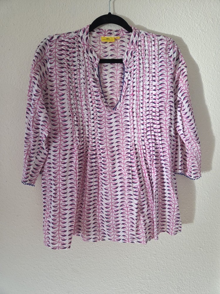 Womens Roller Rabbit Irina Printed Spleated Blouse Purple Sz S
