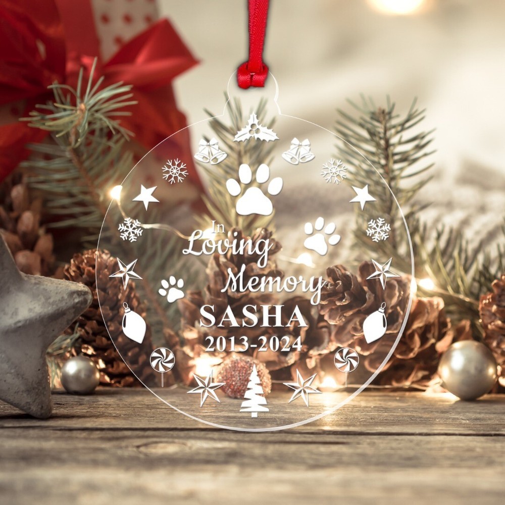 Personalised Dog Cat Pet Memory Christmas Bauble Memorial Xmas Tree Gift