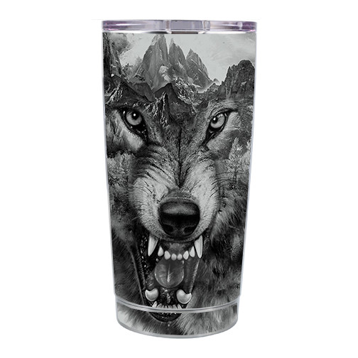 Skin Decal  for Ozark Trail 20 oz Tumbler Cup (5-piece kit) / Angry Wolf Growli