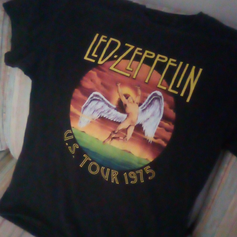 LED Zeppelin 1977 U.S. Tour Shirt Anvil, Black/Blue, Vintage