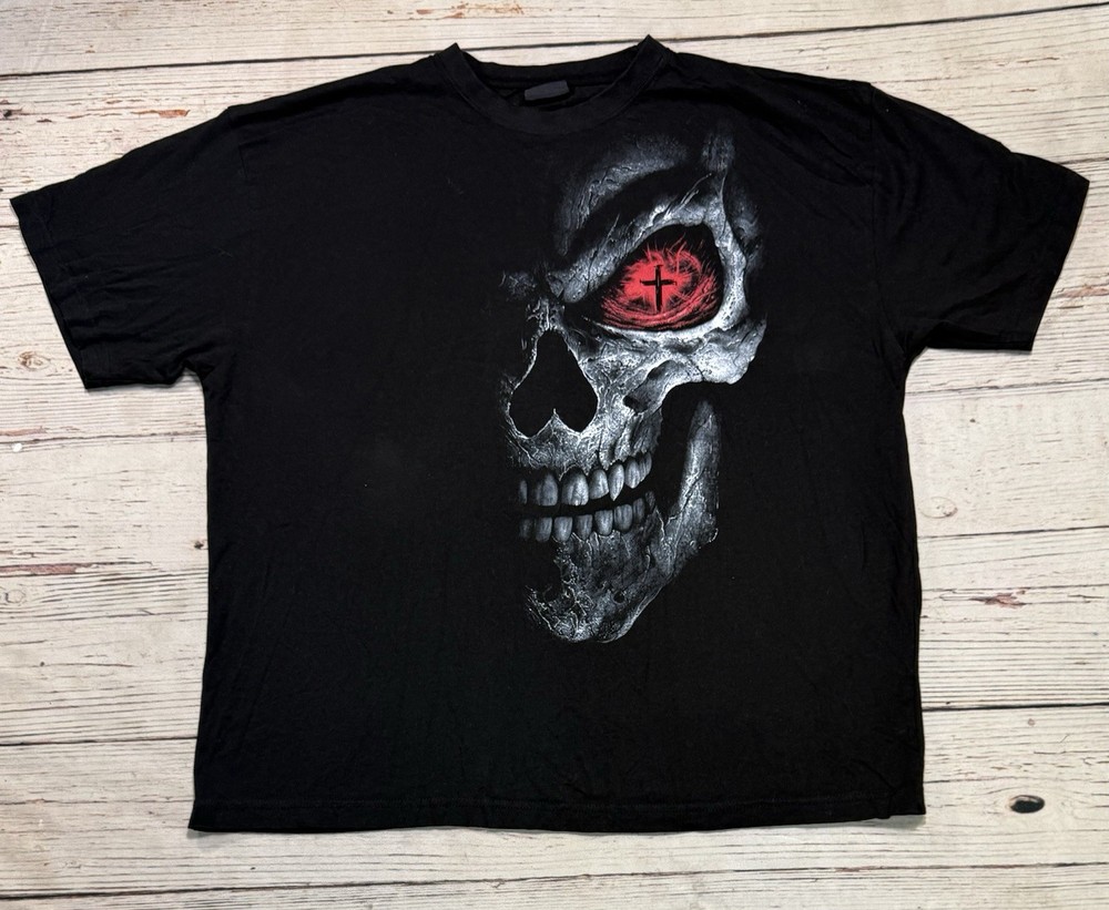 Vtg Y2K Spiral T-Shirt Men’s Sz 3XL Black