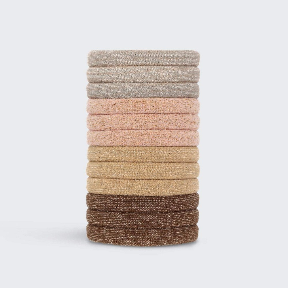 12pc Neutral Recycled Nylon Glitter Medium Elastics Set