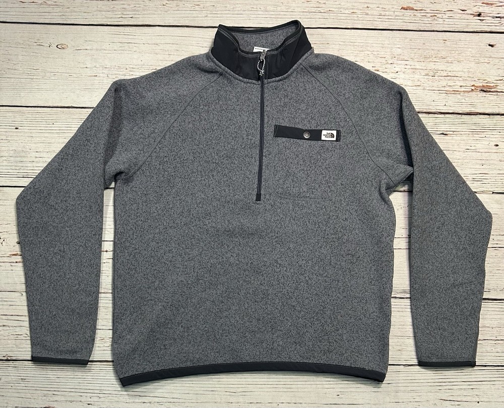 The North Face Men’s M Gray Fleece 1/4 Zip Pullover with Chest Pocket