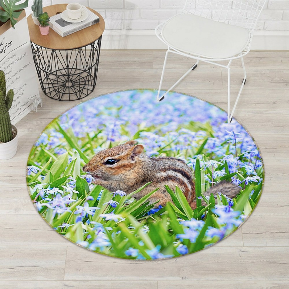 3D Purple Garden Squirrel O1531 Animal Non Slip Rug Mat Elegant Photo Carpet Fay