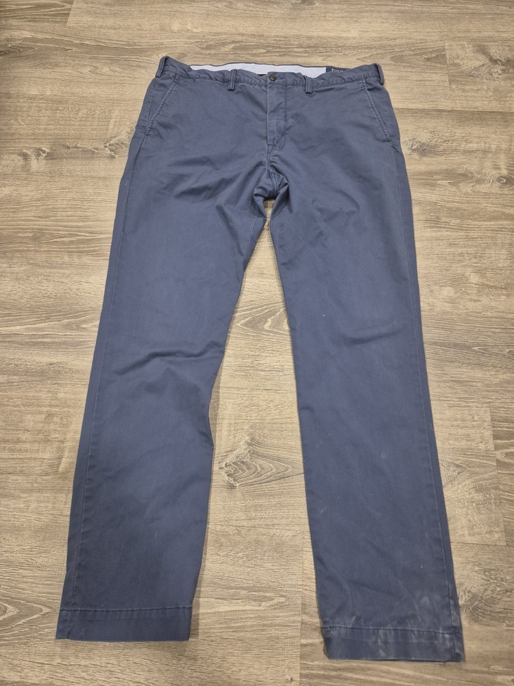 Polo Ralph Lauren Pants Mens 38 X 34 Blue Stretch Straight Fit Chino Trouser