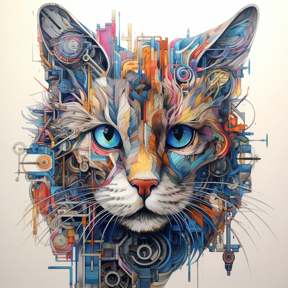 5D Diamond Painting Abstract Graphic Cat Kit-image
