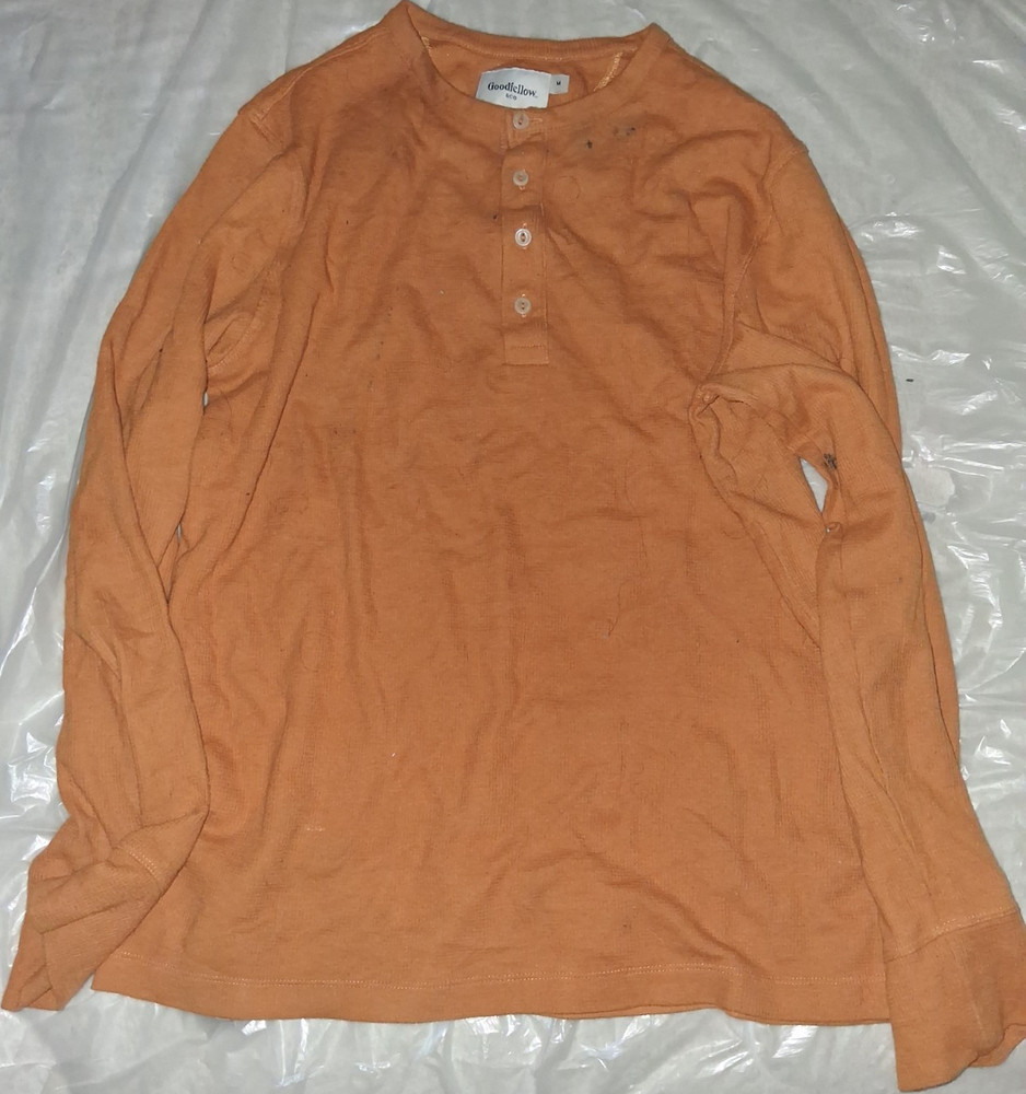 Goodfellow Orange Henley Long Sleeve Cotton Knit T-Shirt Men's Size M