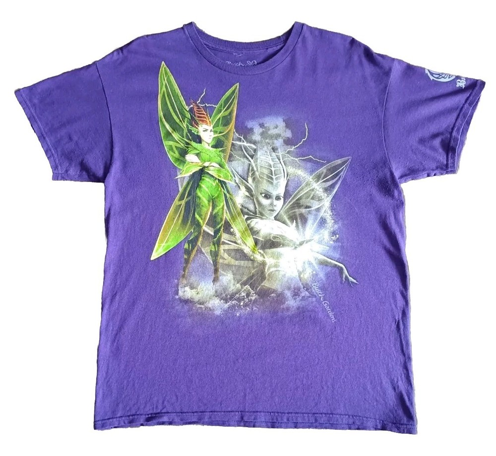 Fairy T-Shirt Women's XL Glitter Graphic Purple Short Sleeve