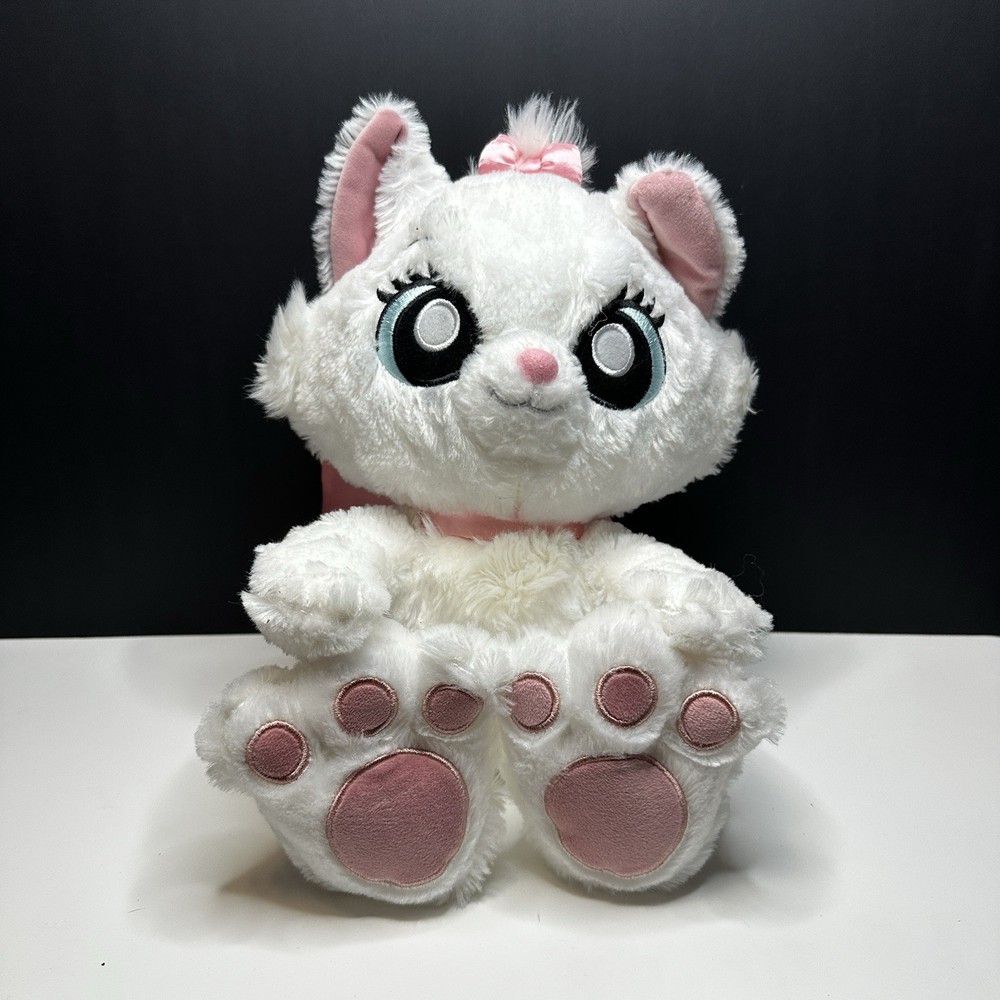 Disney Parks ARISTOCATS MARIE Cat Kitten Plush White Large Pink Bow Big Feet 12