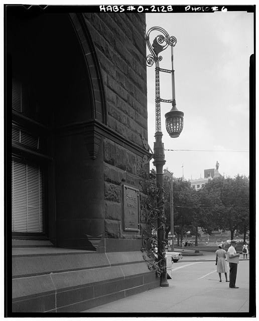 Boston Massachusetts 1900s Street Lamp Historic Building Sidewalk Scene