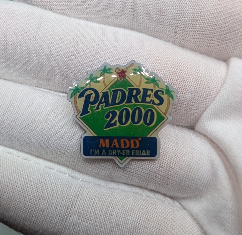San Diego Padres 2000 MADD I'm a Dry-er Friar MLB Baseball Enamel Lapel Pin