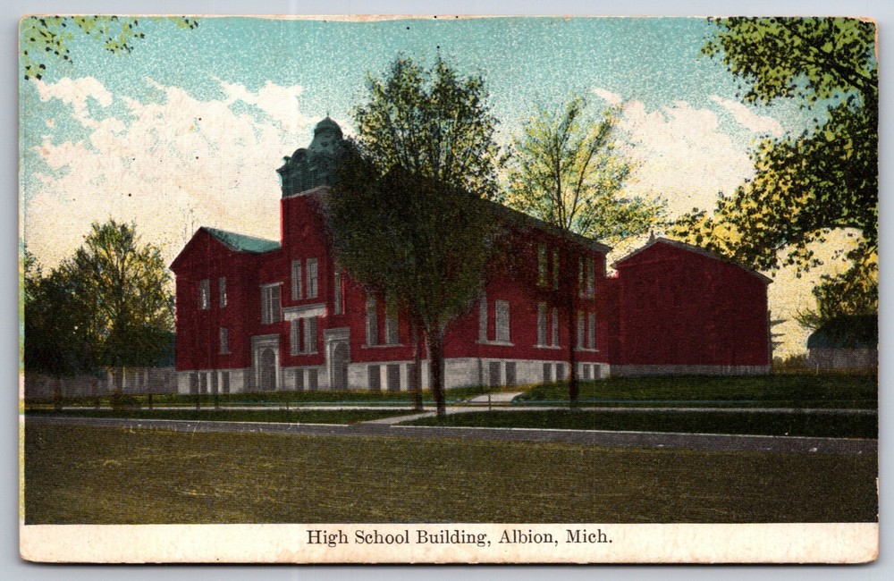 Albion Michigan~High School Building~Vintage Postcard