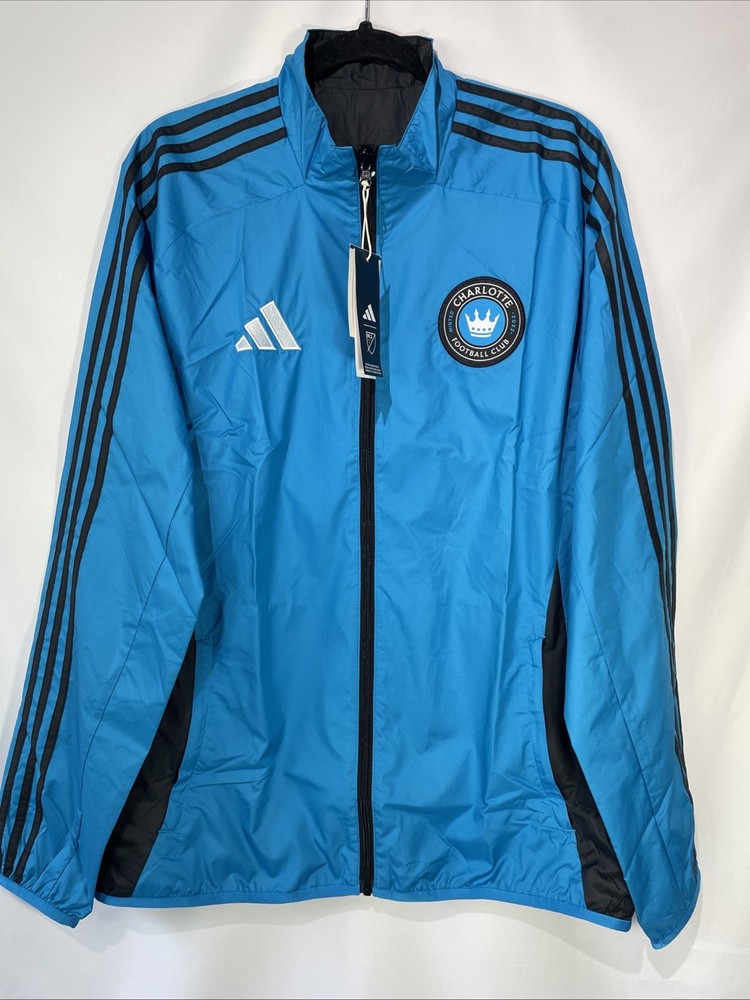 Adidas Charlotte FC Rversible Anthem Jacket Black/Blue Men's Size Medium  New