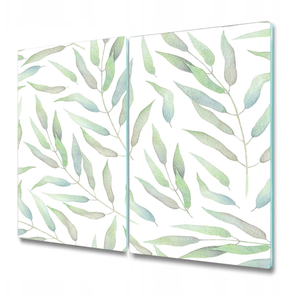 Glass Induction Ceramic Hob Cover Delicate leaves Leaf Watercolour 2x30x52