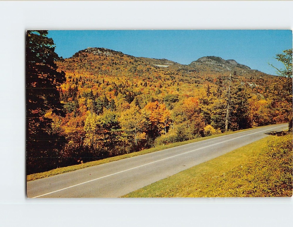 Postcard Autumn Scene Blue Ridge Parkway & Grandfather Mountain North Carolina