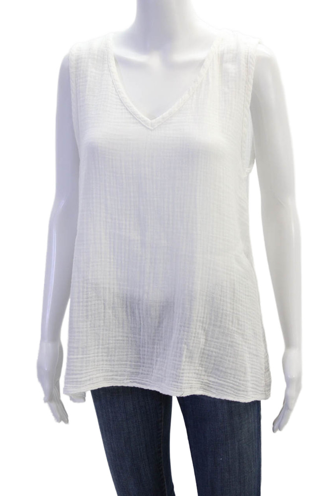 Michael Stars Womens Linen Sleeveless V-neck Lined Tank Top White Size SFree Shipping in US $100+ Orders | $6.95 Orders Below