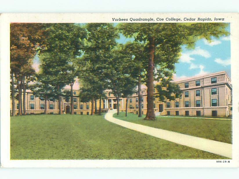 Unused Linen VORHEES QUADRANGLE AT COE COLLEGE Cedar Rapids Iowa IA Q3144