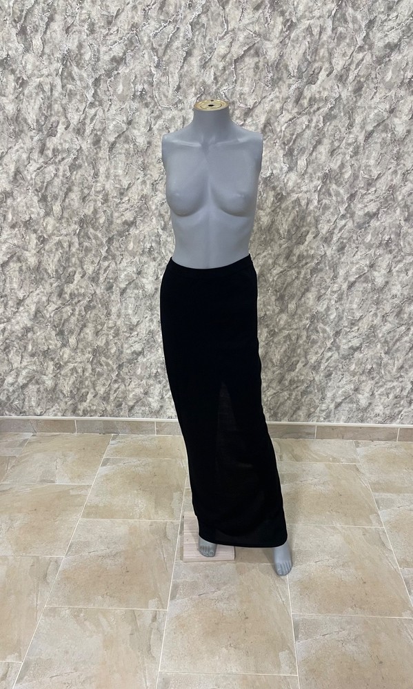 RICK OWENS Black Silk Blend Long Skirt RO19S6664-KSE Size M Made in Italy