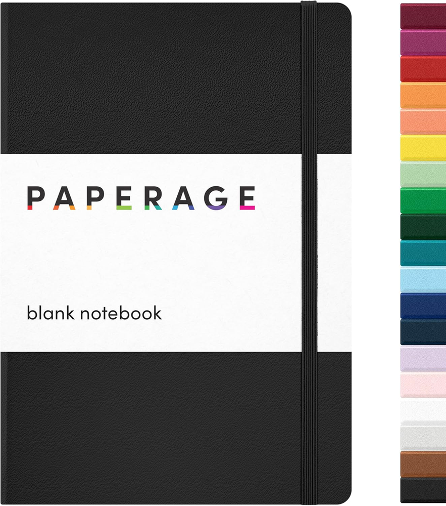 Blank Journal Notebook, Black, 160 Pages, 5.7x8 Inch, 100 GSM Hardcover