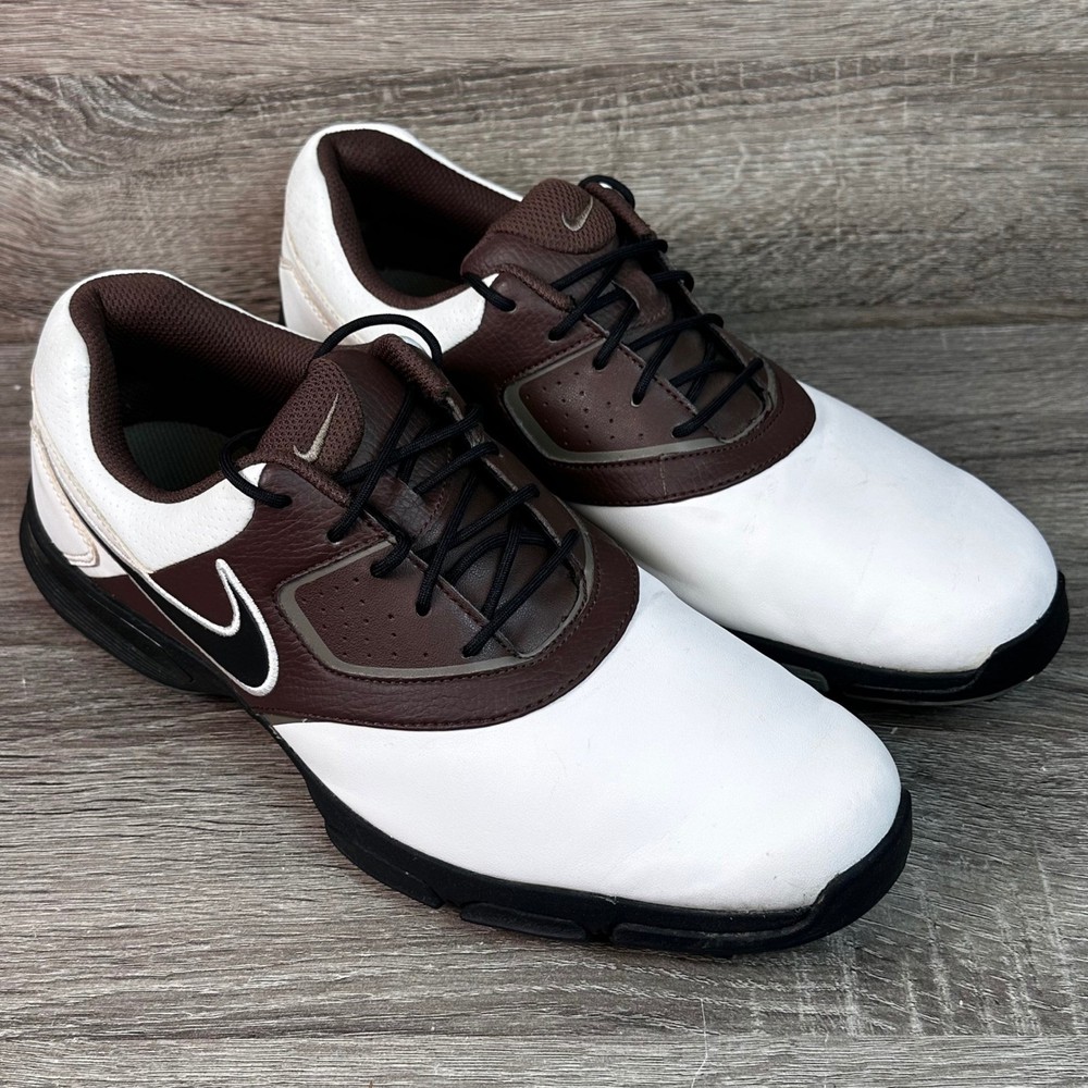 Nike Heritage Golf Shoes Mens 10 Brown White Spiked Athletic 552069-101
