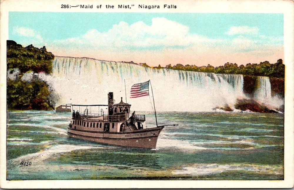 Vintage Postcard Maid of the Mist Niagara Falls USA Steamer Scenic View
